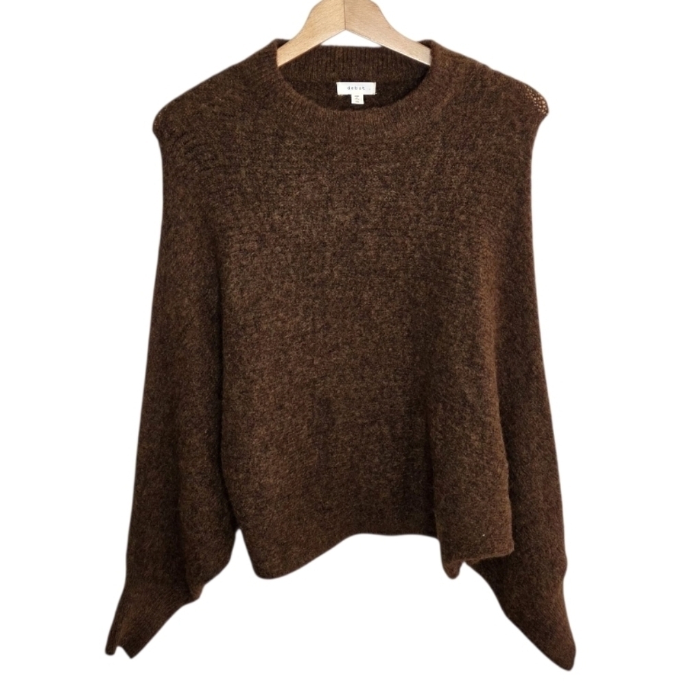 Debut | Brown Boucle Crewneck Dolman Sleeve Sweater Size XS